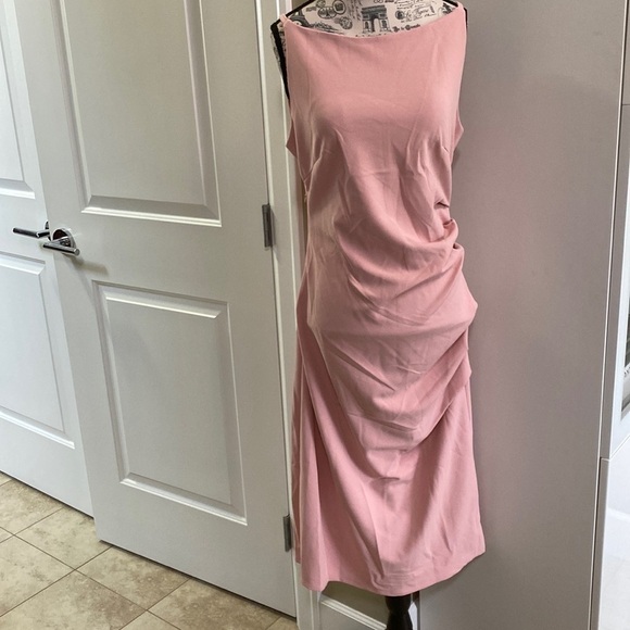 New Pink Bodycon Midi Sleeveless Dress - Picture 5 of 9